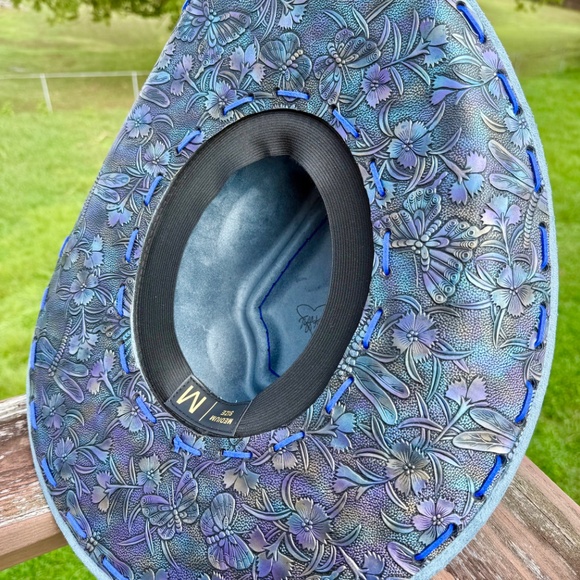 Maleficent Inspired Burned Cowboy Hat with Butterfly Dragonfly Leather - Picture 6 of 6